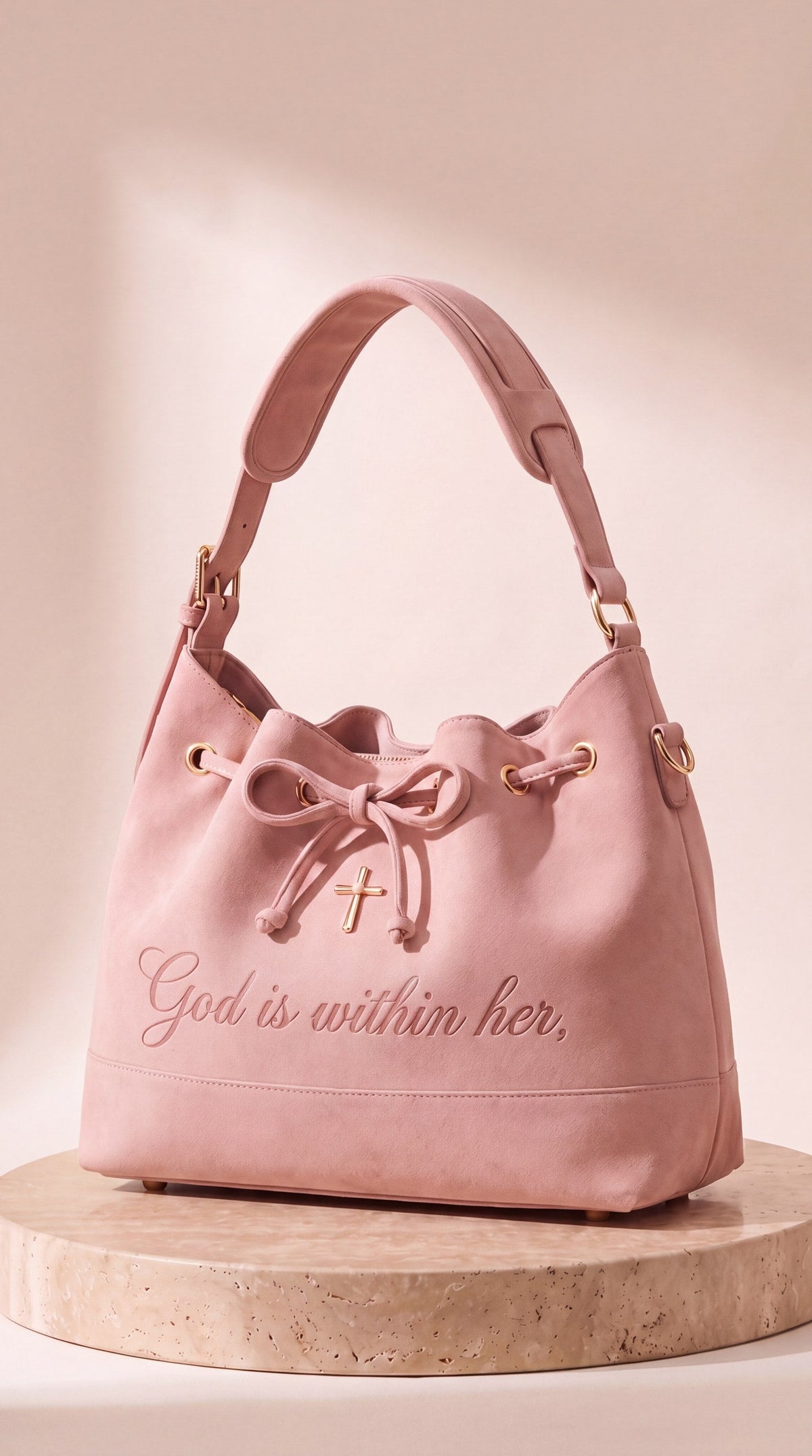 The 46:5 Bag in blush pink suede